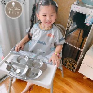 Áo Yếm Chống Thấm Không Tay Thân Ngắn Cho Bé Ăn Dặm BLW Từ 6m đến 2y Có Nút Hít Mặt Bàn - Shop Mẹ Sam