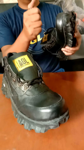 Sepatu Safety Pria AGL"S Kulit Sol Karet Ujung Besi / Sepatu Safety ( MORISAY KULIT LOW SOL KARET )