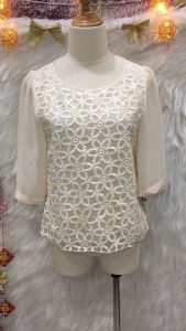 Áo Voan Nhật Thêu 2 hand hiệu Fiori . tura- Size S ( Còn tage)(#A111)