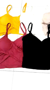 LSJ inside and outside wear chest pad short beauty vest bra #1097