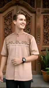 Baju koko pria lengan pendek bordir modern motif terbaru kain katun toyobo premium koko muslim
