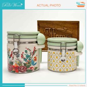 The Pioneer Woman Painted Meadow Canister with Ceramic Spoon One (1) Piece Medium or Large