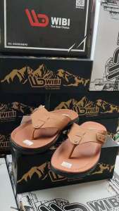 Sandal Jepit Kulit Warna Mocca Pria Dewasa - Wibi S03-01 Wallet Eyes Mocha Premium Jahitan Rapi Kuat Bagus Nyaman Awet Sandal Formal Kekinian Hits Viral Lentur Lembut Tebal Tipis Besar Kecil Murah Elegan Motif