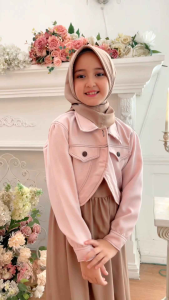 COKSU BOLERO SET DRESS KUTUNG 5-10 TAHUN CASUAL CANTIK MAURINE by LABELLA PLAIN POLOS PINK COKLAT BIRU COKLAT SUSU OUTER BLAZER