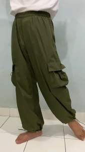 RYU Celana Cargo Parasut Highwaist Wanita Pinggang Elastis Karet Kargo Tali Cargo Import