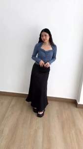 Velice Long Sleeve Top - Atasan Lengan Panjang Wanita Rib Knit - COD Bayar Ditempat 44