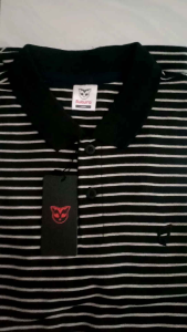 Polo Baju Dewasa Garis Hitam - Kaos Lengan Pendek Kerah Bahan Lakos Premium Karet Motif Stripe - Pria