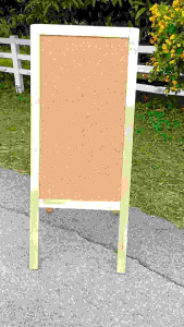 กระดานไม้ก๊อก แบบมีขาตั้ง ป้ายตั้งไม้ก๊อก บอร์ดปักหมุด บอร์ดติดประกาศ แถมฟรีหมุดปัก งานสวยคุณภาพดี ผลิตในไทย 50x120cm.