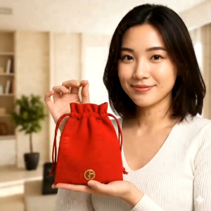 ถุงผ้าอาร์มานี่แท้ เซ็ต2ชิ้นสีแดง  โลโก้เป็นโลหะทอง ทั้งด้านหน้าและด้านหลัง