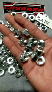 100 pcs - Mur Flange M8 Putih Original/ Mur Flange M8 untuk Baut 12 Original