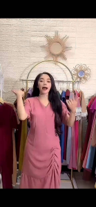 DASTER INARA DRESS CRINGKLE AIRFLOW LENGAN KERUT LD 110 DASTER BUSUI RESLETING CRINKLE / DASTER MIDI DRESS INKA INARA | ILZAFA.STORE