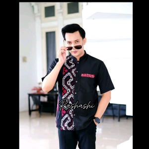 RAYYAN Kemeja pria lengan pendek Kemeja koko tenun troso mix toyobo premium baju koko lebaran etnik by rashashi