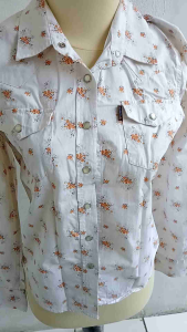KEMEJA LENGAN PANJANG WANITA BLOUSE ATASAN KOREAN STYLES MOTIF FLOWERS