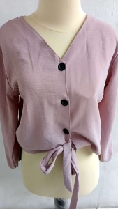 BLOUSE ATASAN WANITA KOREAN STYLES MOTIF POLOS LENGAN PANJANG