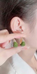 A87 (Beli 2 dapat bonus) COD Anting hijau bulat simple titanium original wanita