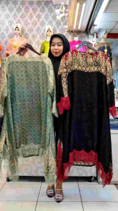 Modeluv - Set Rok Lily | Set Rok Batik Viscose Sutra Premium Renda Lace