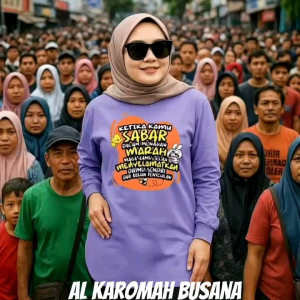 Kaos Semi Tunik Model Oval Wanita Lengan Panjang Motif Menahan marah Kekinian