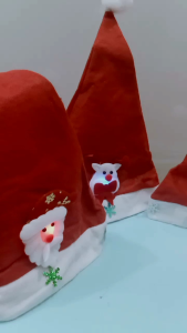 Topi Santa Karakter LED 10 Pcs - Topi Natal & Merry Christmas