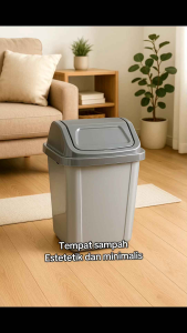 Tempat sampah sedang / tutup goyang / tong sampah / keranjang sampah / estetik / silver / abu abu / minimalis / plastik / segi / plastik / kantor / dapur / ruang tamu / kamar
