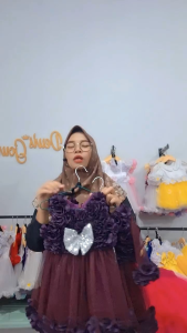 gaun pesta anak perempuan burgundy LPJT