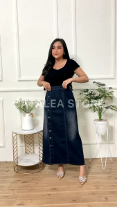 ROK THEANA SPAN WANITA JEANS MAXI SKIRT ROK PANJANG HIGHWAIST STANDAR/JUMBO