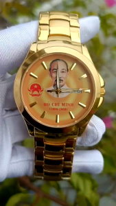 Đồng Hồ Nam hiệu OP- tưởng niệm Bác Hồ máy pin Nhật kính sapphire chống xước dây vỏ inox không rỉ size 39mm