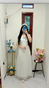 Dress Brukat Pesta Natal Dan Kondangan Jumawa Dress Satin Velvet Kombi Tile Mutiara Premium Gaun Ulang Tahun Zh