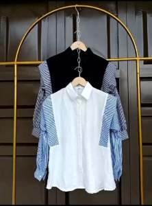 Kemeja Marisa Stripe Polo Linen Mix Salur: Desain Elegan & Nyaman