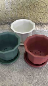 Polygon pots for plants with plate or with out plate D7xH5.2 inches #851