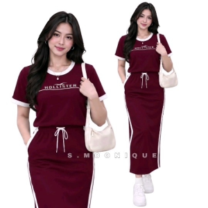 Sporty Two-Piece Maxi Set fit S-XL cotton spandex fabric