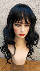 Wig Cosplay Curly Hitam panjang Blonde Ikal poni gelombang merk jenny wig