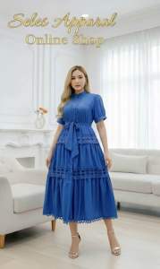 LACE DESIGN BUTTON DOWN CAKE DRESS