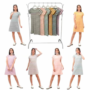 Dress Wanita KIMI PRINTING KNITT SALUR / Daster Casual Bahan Premium Tebal Adem dan Nyaman