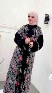 Gamis batik terbaru 2025 jumbo ld 125cm batik cap premium tebal adem resleting depan