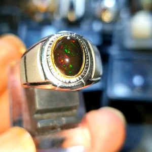 Cincin Batu Kalimaya Black Opal Asli Banten