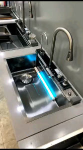 KITCHEN SINK 7545 BLACK LUXURY MODEL BOLZANO DENGAN KRAN TARIK & WATERFALL