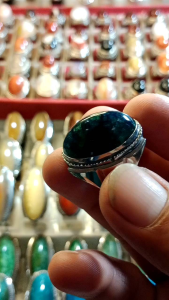 batu cincin pandan biru sisik dragon dim 24*14*10 size ring 75