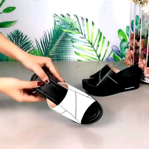 Sandal Wedges Wanita Slop Sandal Terbaru Sandal Kondangan Viral