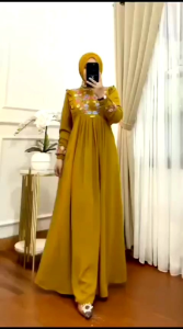 gamis daily viral cringkle bordir gamis azizah bordir ld 110 termurah  busui bumil gamis lebaran terbaru