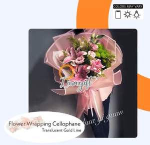 ( 5 Lembar ) TRANSLUCENT LINE EDGE - FLOWER WRAPPING PAPER CELLOPHANE EDGE MATTE TRANSLUCENT