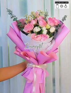 (5 Lembar) FULL BICOLOR - FLOWER WRAPPING PAPER BICOLOR KOREAN CELLOPHANE PLASTIC KERTAS BUNGA