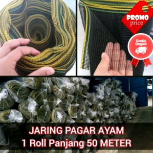 Waring Jaring Pagar Ayam Jaring Hitam Kandang Jaring Tanaman 50 Meter 1 Roll