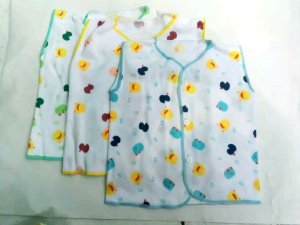 Baju Bayi New Born Tangan Kutung Merk Shankusen - 3Pcs - Bahan Katun Kaos Halus