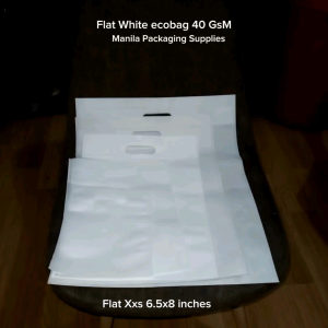 (100 pcs) - Flat white ecobag 40 gsm nonwoven