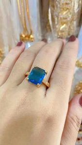 CINCIN EMAS TITANIUM KOTAK BIRU BATU GIOK TITANIUM ANTI LUNTUR