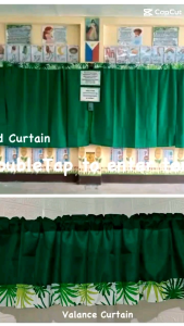 mariposa Blackboard Curtain for classroom/ chalkboard Cover and Valancer Curtain Plain With Printed Rapols