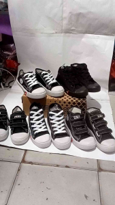 Sepatu sekolah skaters blackwhite Nb warrior high low