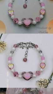 [BUY 2 GET HADIAH] My Pink Love Bracelet (15cm) Netcute Gelang Manik manik  gelang Korea - aksesoris