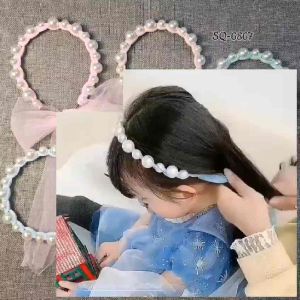 BANDO MUTIARA TALI KEPANG IMPORT PREMIUM / BANDO MUTIARA PITA TILE KOREAN STYLE / BANDANA KOREA DEWASA ANAK KEKINIAN / PEARL RIBBON HEADBAND / SQ6867