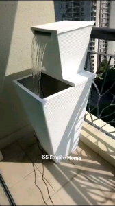 S4 Large White Feng Shui Water Fountain Square Pond Kolam Air Sandstone Garden Water Feature 风水流水喷泉瀑布池 Waterfall